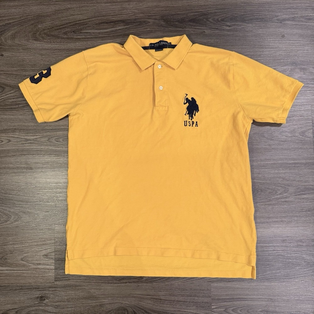 VTG US POLO ASSN Shirt Men's XL Yellow Polo Big Pony #3 Short Sleeve Classic